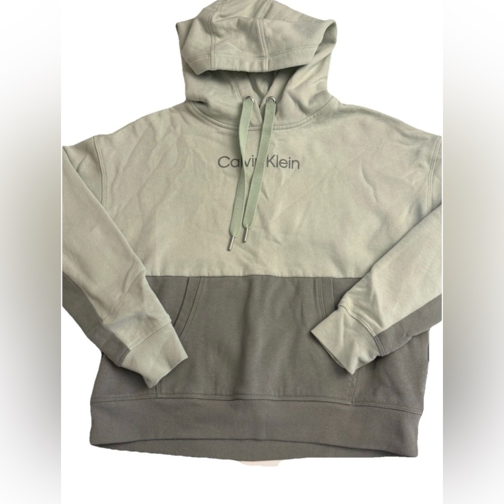 NWT Calvin Klein Women's Green Colorblock Sweatshirt Hoodie Size S